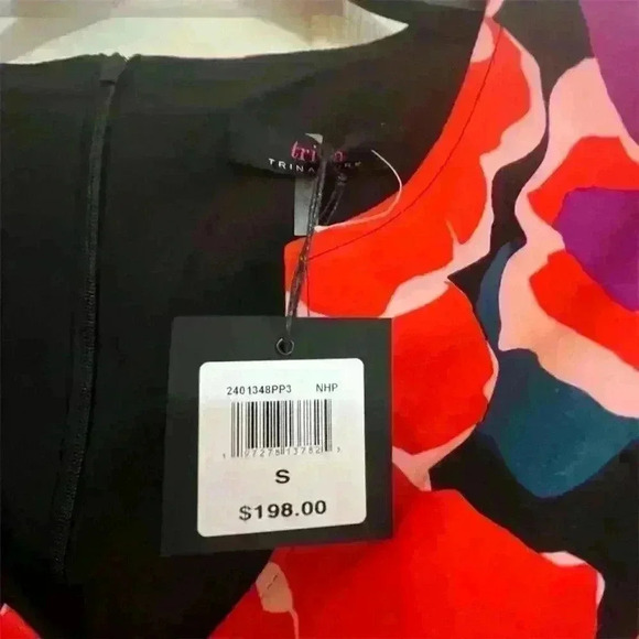 Trina Turk Women's Floral Bell Sleeve Dress Size S Multicolor Knee Length - Picture 3 of 9